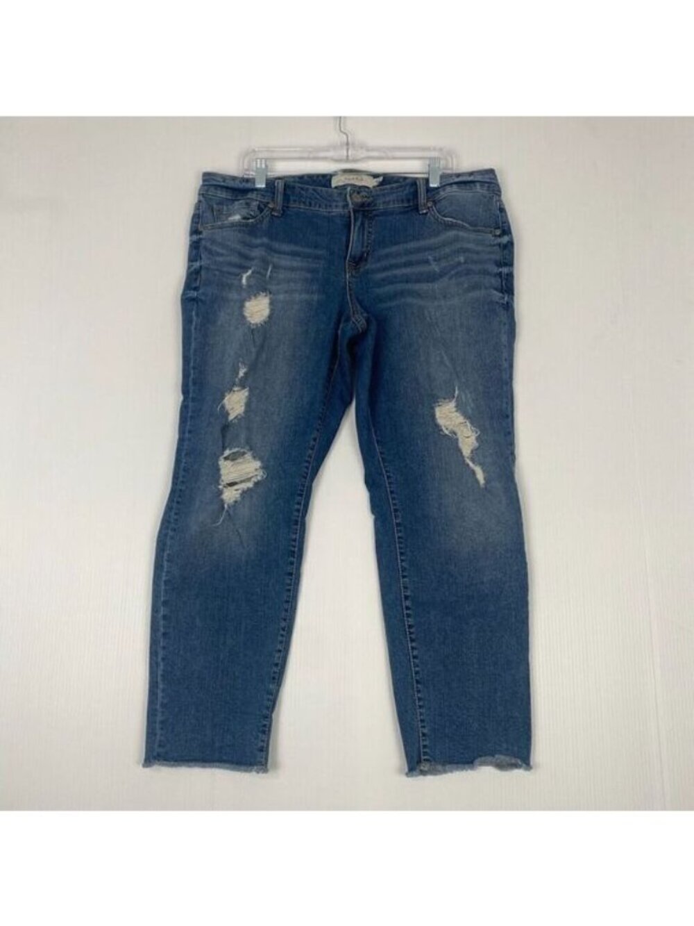 Torrid Blue Denim High-Rise Skinny Jeans Womens Distressed Light Wash Size 16